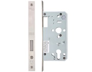 Zoo Hardware Vier 72mm c/c DIN Dead Lock (Square Or Radius Profile), Satin Stainless Steel - ZDL0055SS