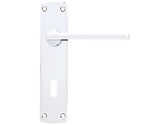 Zoo Hardware Stanza Leon Contract Range Door Handles On Backplate, Polished Chrome - ZPA011-CP (sold in pairs)