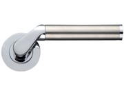 Zoo Hardware Stanza Venus Lever On Round Rose, Dual Finish Polished Chrome & Satin Chrome - ZPZ120CPSS (sold in pairs)