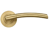 Zoo Hardware Stanza Olympus Lever On Round Rose, Favo Satin Brass - ZPZ140-FSB (sold in pairs)