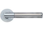 Zoo Hardware Stanza Luna Lever On Round Rose, Dual Finish Polished Chrome & Satin Stainless Steel - ZPZ170CPSS (sold in pairs)