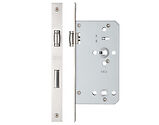 Zoo Hardware Vier 78mm c/c DIN Roller Bathroom Lock (Square Or Radius Profile), Satin Stainless Steel - ZRD7860SS