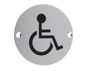 Zoo Hardware ZSA Door Sign - Disabled Facilities Symbol, Satin Aluminium - ZSA07SA