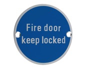Zoo Hardware ZSA Door Sign - Fire Door Keep Locked, Satin Aluminium - ZSA10SA