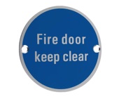 Zoo Hardware ZSA Door Sign - Fire Door Keep Clear, Satin Aluminium - ZSA11SA