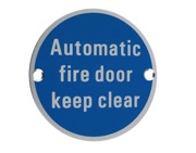 Zoo Hardware ZSA Door Sign - Automatic Fire Door Keep Clear, Satin Aluminium - ZSA12SA