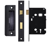 Zoo Hardware 3 Lever Contract Sash Lock (64mm OR 76mm), Powder Coated Black - ZSC364PCB