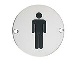 Zoo Hardware ZSS Door Sign - Male Sex Symbol, Polished Stainless Steel - ZSS01PS