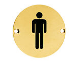 Zoo Hardware ZSS Door Sign - Male Sex Symbol, PVD Satin Brass - ZSS01-PVDSB