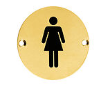 Zoo Hardware ZSS Door Sign - Female Sex Symbol, PVD Stainless Brass - ZSS02-PVDSB