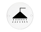 Zoo Hardware ZSS Door Sign - Shower Symbol, Powder Coated White - ZSS04-PCW