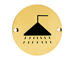 Zoo Hardware ZSS Door Sign - Shower Symbol, PVD Satin Brass - ZSS04-PVDSB