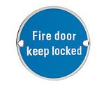 Zoo Hardware ZSS Door Sign - Fire Door Keep Locked, Polished Stainless Steel - ZSS10PS