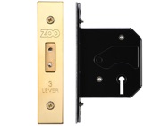 Zoo Hardware 3 Lever UK Replacement Dead Lock (65.5mm OR 78mm), PVD Stainless Brass - ZURD364PVD