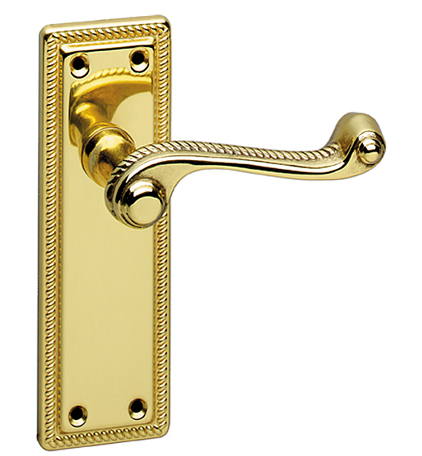 Urfic Georgian Door Handles On Backplate, Polished Brass - GEORG-PB ...