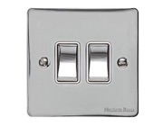 M Marcus Electrical Elite Flat Plate 2 Gang Switches, Polished Chrome, Black Or White Trim - T02.810.PC