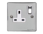 M Marcus Electrical Elite Flat Plate 1 Gang Sockets, Polished Chrome, Black Or White Trim - T02.840.PC