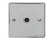 M Marcus Electrical Elite Flat Plate 1 Gang TV/Coaxial Sockets, Polished Chrome, Black Or White Trim - T02.921/923.PC