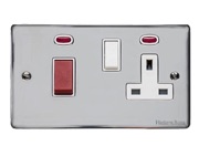 M Marcus Electrical Elite Flat Plate Cooker Switches (With Socket & Neons), Polished Chrome, Black Or White Trim - T02.962.PC