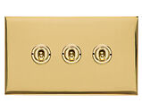 M Marcus Electrical Winchester 20 AMP 3 Gang 2 Way Dolly Switch, Polished Brass - W01.2420.PB