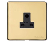 M Marcus Electrical Studio 5 Amp 3 Round Pin Socket, Polished Brass (Black OR White Trim) - Y01.282